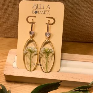 Ovale Steinkraut Ohrringe mit Zirkonia, golden