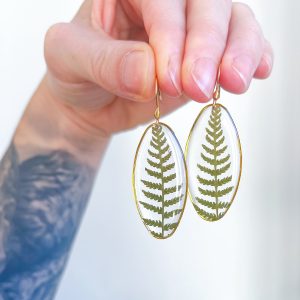 Ovale Farn Ohrringe, golden