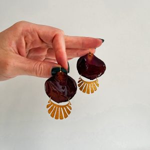 Rosenblätter Ohrringe mit Sonnenanhänger, golden