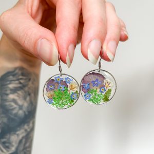 Blüten Mix Ohrringe, rund, silbern