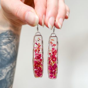 Rosenblätter Ohrringe , silbern