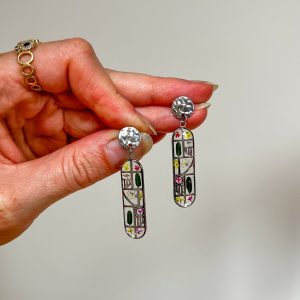 Blüten Mix Ohrringe, Rosenfenster, silbern