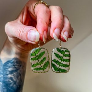 Farn Ohrringe, golden