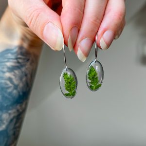 Farn Ohrringe, silbern