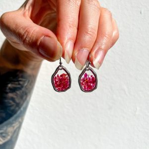 Rosenblätter Ohrringe, oval, silbern