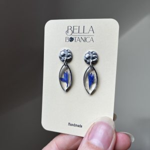 Kornblume Ohrstecker, Spitzoval, silbern