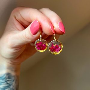 Rosenblätter Ohrringe, rund, golden