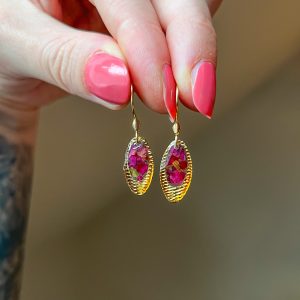 Rosenblätter Ohrringe, oval, golden