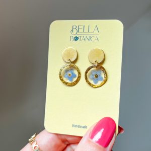 Vergissmeinnicht Ohrstecker, rund, golden