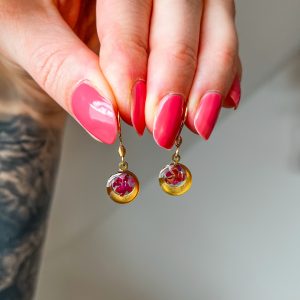 Rosenblätter Ohrringe, rund, golden