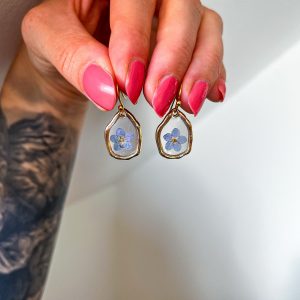 Vergissmeinnicht Ohrringe, oval, golden