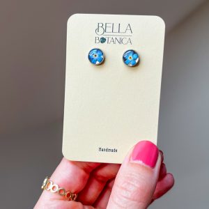 Vergissmeinnicht Ohrstecker, 8mm, silbern