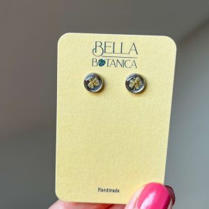 Schwarze Holunderblüte Ohrstecker, 8mm, silbern