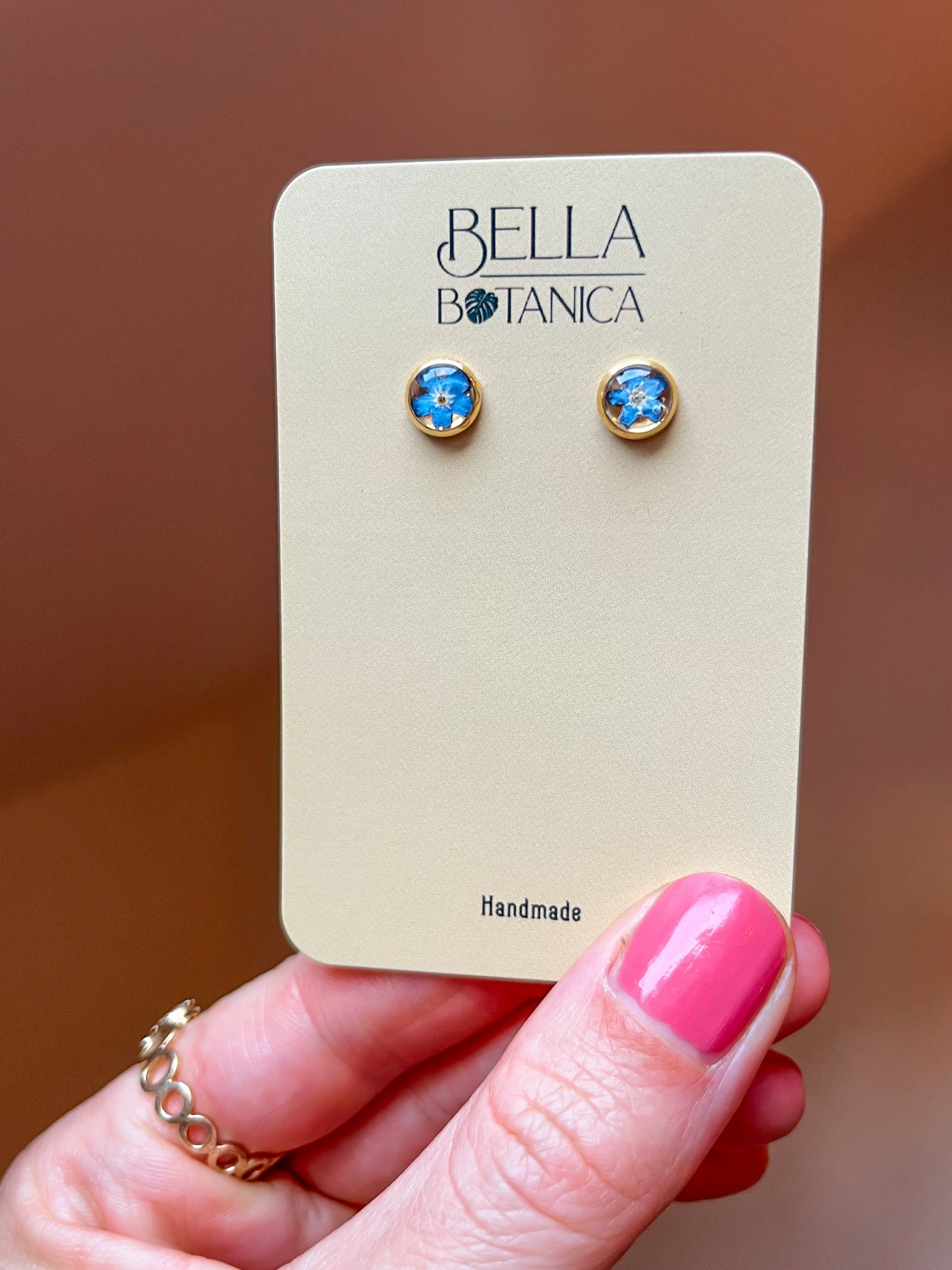 Vergissmeinnicht Ohrstecker, 6mm, golden