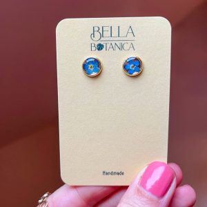 Vergissmeinnicht Ohrstecker, 8mm, golden