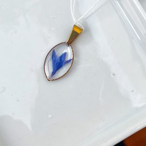 Kornblume Anhänger, Spitzoval, golden