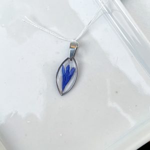 Kornblume Anhänger, Spitzoval, silbern