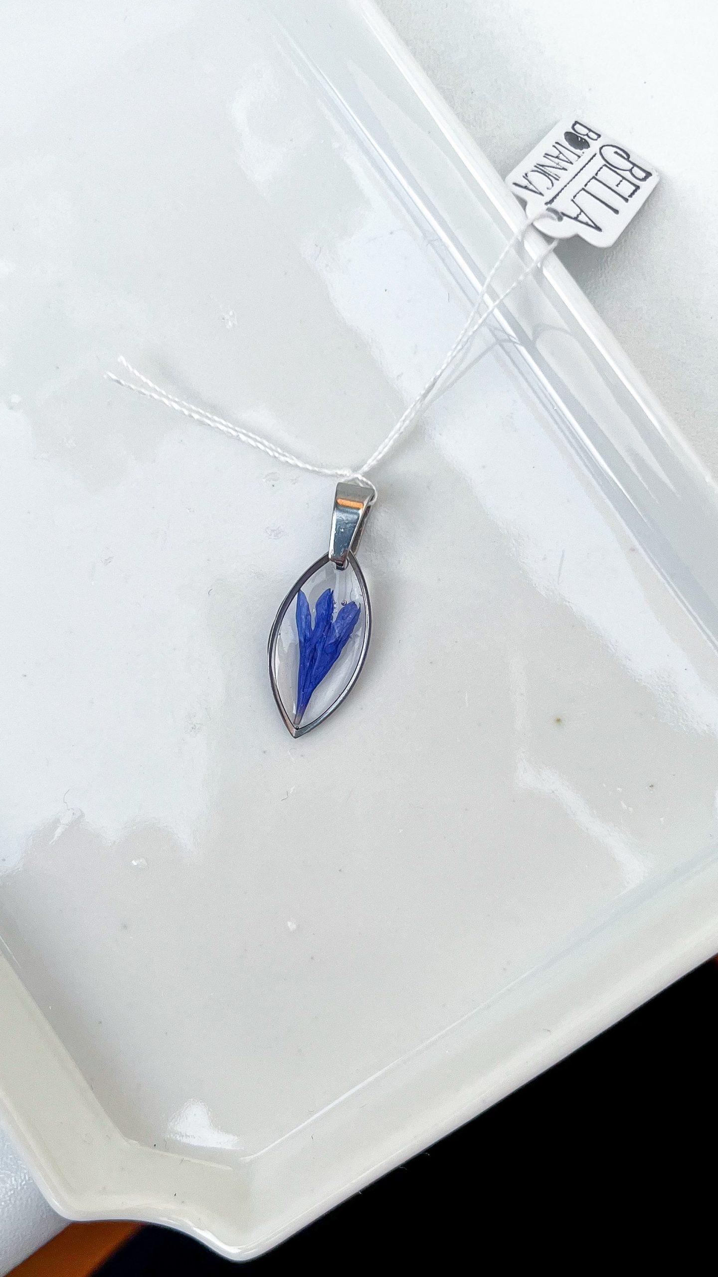 Kornblume Anhänger, Spitzoval, silbern