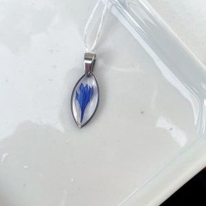 Kornblume Anhänger, Spitzoval, silbern