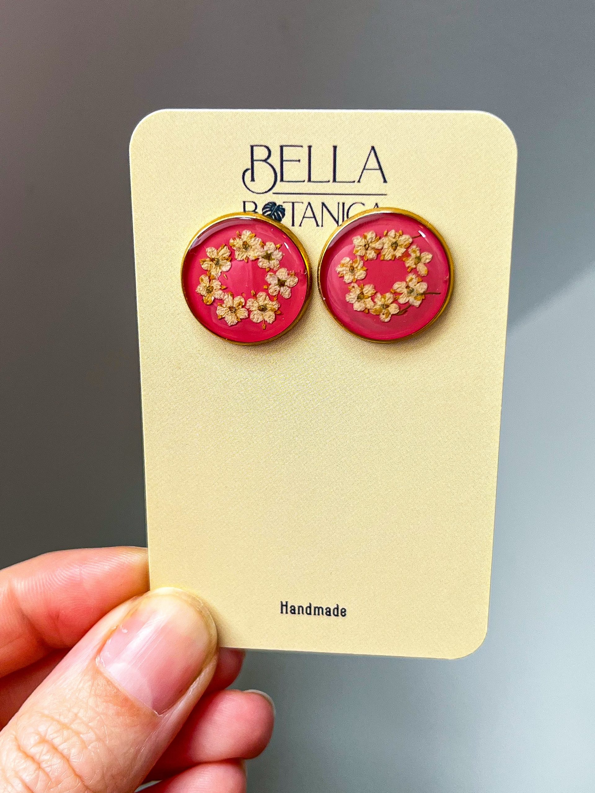 Holunderblüten Ohrstecker, 18mm, golden