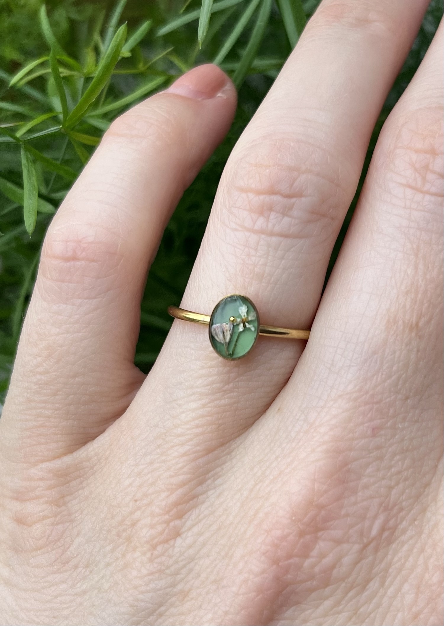 Ring Miniatur Blüten, golden