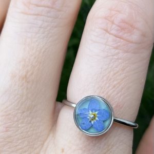 Ring mit Vergissmeinnicht, silbern