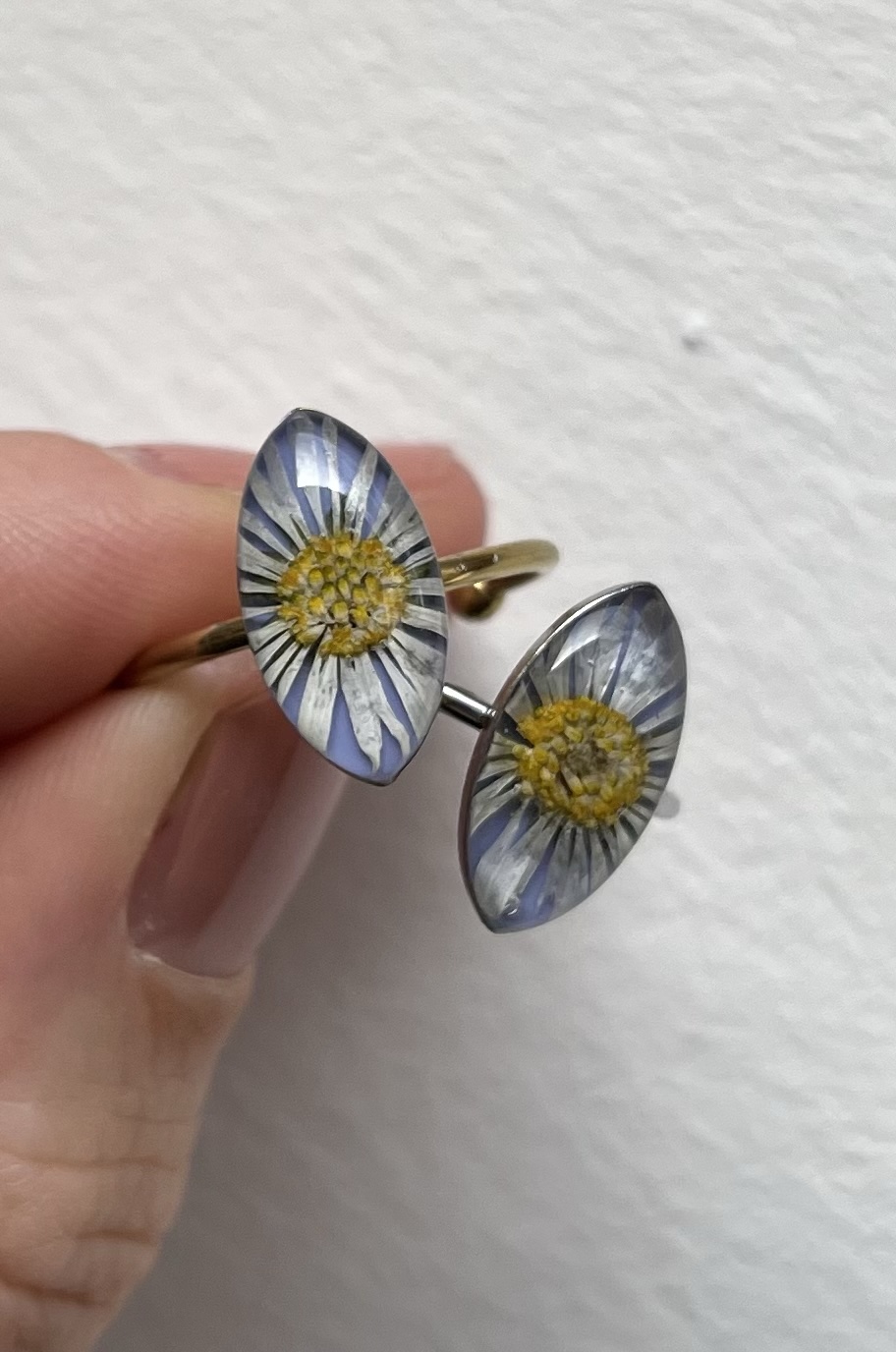Ring mit Gänseblümchen, silbern